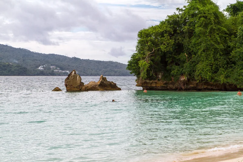 Cayo Levantado, the palm-ringed island in Samaná Bay known as Bacardi Island