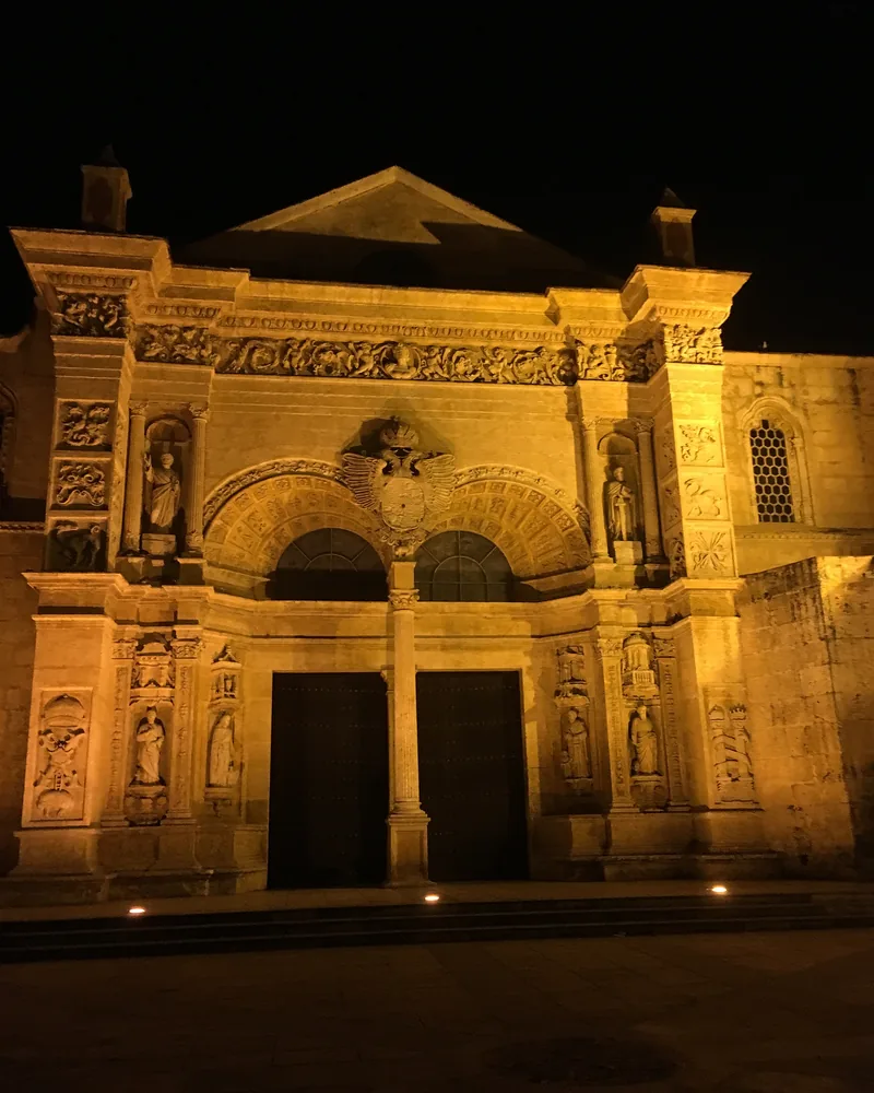 The coral-limestone facade of the Catedral Primada de América, first cathedral in the Americas